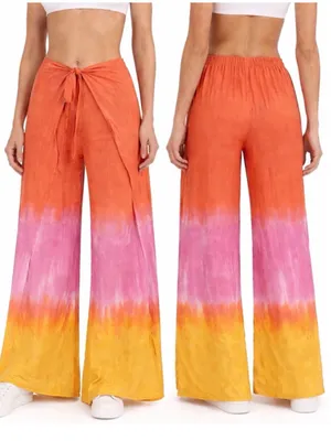 Young Fabulous & Broke Abigail Tie Front Split Wide Leg Tie Dye Pants Large NEW thumbnail 2