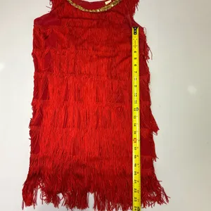 Flapper 1920s Style Red Tiered Fringe Costume Dress thumbnail 6