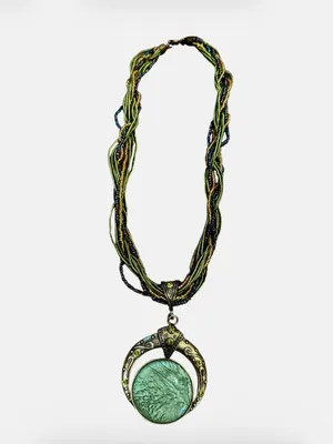 Bohemian Green Stone Pendant Multi-Strand Necklace thumbnail 4