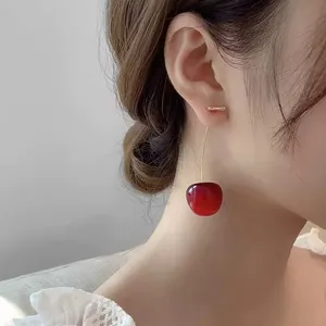 Elegant Cherry Drop Earrings Red thumbnail 3