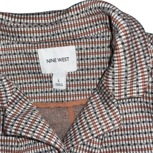 Nine West Knit Stretch Plaid Blazer SZ L Business Office Academia Preppy thumbnail 3