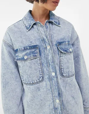 Bershka nwt padded vintage denim oversize jacket thumbnail 1