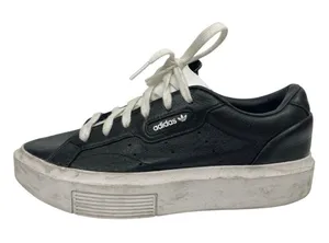 Adidas Sleek Women's Black Leather Low Top Lace Up Athletic Sneakers Shoes 7.5 thumbnail 1