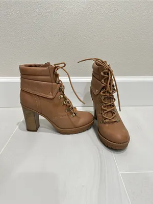 GUESS Brown Lace-Up Heeled Ankle Boots Genja thumbnail 3