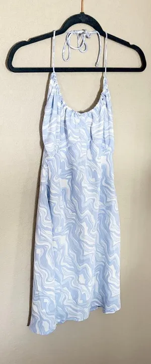 Abercrombie & Fitch Light Blue and White Swirl Dress thumbnail 1