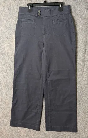 Loft Womans 0P Gray Business Casual The Palmer Wide Leg Cropped Pants thumbnail 1
