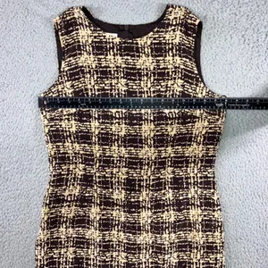 Talbots Petites Pure Silk Plaid Sheath Dress Women 10 Brown Beige Sleeveless‎ thumbnail 3