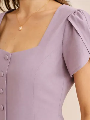Rihoas Purple Square Neck Petal Sleeve Blouse thumbnail 3