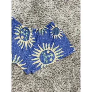 Out From Under Ellie Sweatshorts Blue Celestial Sun Drawstring Boho Loungewear M thumbnail 6