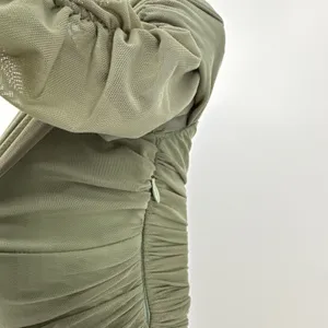 Selfie Leslie Ruched Off Shoulder Mini Dress S Olive Green Long‎ Sleeve Bodycon thumbnail 5