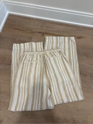 Faherty Monterey 100% Linen Elastic Waist Wide Leg Pants Size Small thumbnail 5