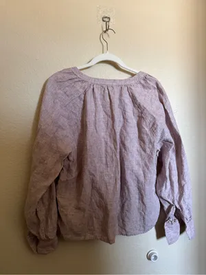 Quince 100% European linen peasant top sz large vintage pink chambray thumbnail 8