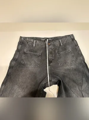 Old Navy Drapey Denim High Rise Baggy Wide Leg Jeans Black Size 14 thumbnail 7