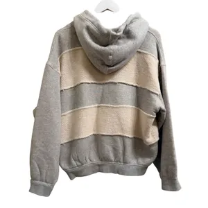 Free‎ People Camp Crush Hoodie Sweatshirt Womens Medium Terry Cloth Gray Cream thumbnail 3