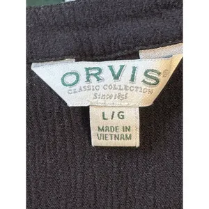 Orvis Black Rayon Button Front Blouse Relaxed V Neck Top Women’s Large thumbnail 8