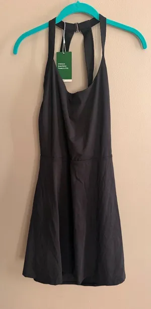 Halara XL Black Athletic Dress With Built-In Shorts & Open Back XL Nylon-Blend thumbnail 1