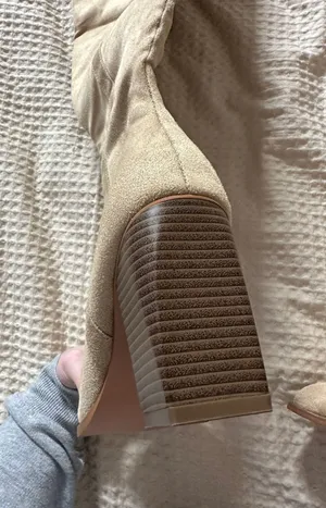 Tall Suede Heeled Boots Tan Size 9 thumbnail 6