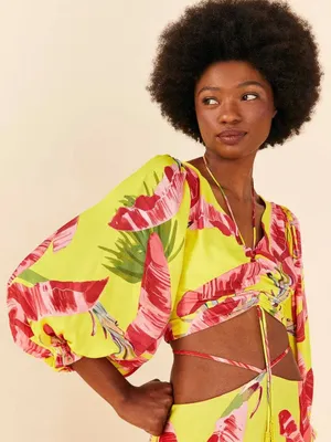 FARM Rio Lime Sweet Jungle Lenzing Viscose Crop Top XS thumbnail 1