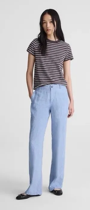 Madewell Zoe Relaxed Wide Leg Linen Pant Women's 8 Light Blue High Rise thumbnail 1