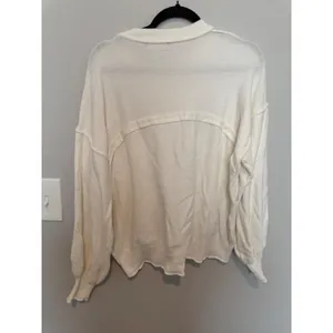 Dokotoo Womens White Oversized Knit Sweater Crew Neck Pocket Raw Hem Small thumbnail 4