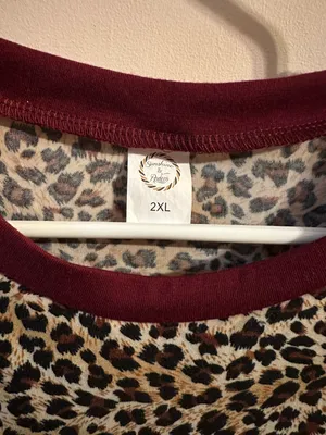 Burgundy And Leopard Top Multi Size 2X thumbnail 2