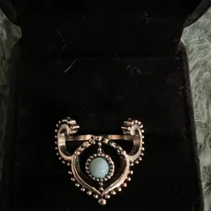 Women’s Stainless Steel Silver Faux Turquoise Ring Size 7 thumbnail 2