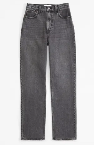 Abercrombie 90s Straight Ultra High Rise Straight Leg Grey Jeans thumbnail 1