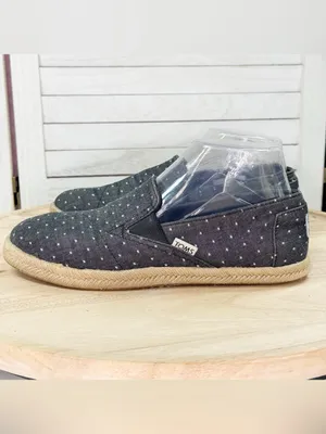 Toms Alpargata Polkadot Espadrille Canvas‎ Slip On Flats Shoes Black White 7.5 thumbnail 3