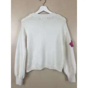 Francesca’s Sweater Size XS White Floral Crochet Flower Knit Pullover Crew Neck thumbnail 11