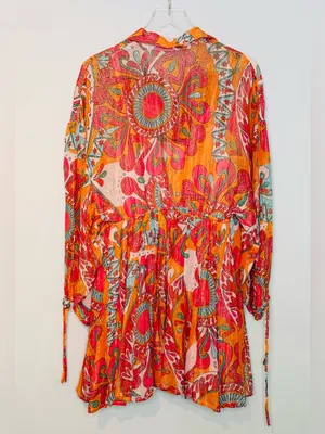 Sundress Blair Havana Framboise Orange Pink Paisley Metallic Mini Dress thumbnail 5