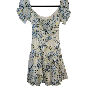Hello Molly leaf Ruffle milkmaid Mini dress Fairy core romantic Whimsical thumbnail 7