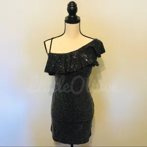 Lush Metallic Dot One-Shoulder Body-Con Dress thumbnail 2