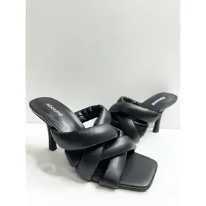 Abound Sandals Womens Size 6.5 Black‎ Square Toe Woven Stiletto Heels thumbnail 4