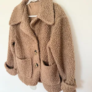 Free People Brown Sherpa Button Front Peacoat Cozy Textured Jacket Women Sz S thumbnail 7