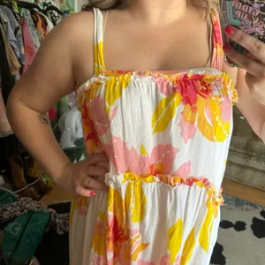 Free People Moonshine Midi Dress Floral Yellow White Medium thumbnail 2