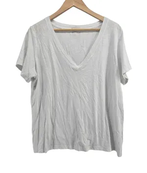 Marine Layer T-Shirt Womens L V-Neck White Supima Cotton Modal EUC thumbnail 1