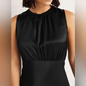 NWT BODEN Bias Cut black satin maxi midi tea slip dress spring high neck thumbnail 3