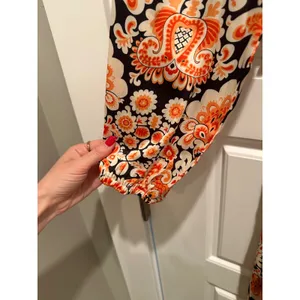Anany Paisley Maxi Dress Orange Black Long Sleeve Medium Boho Wedding Guest‎ NWT thumbnail 10