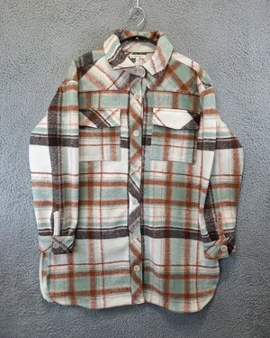 Maurices Mixer Shacket Womens S Multicolor Plaid Flannel Flap Pockets Button‎ Up thumbnail 1