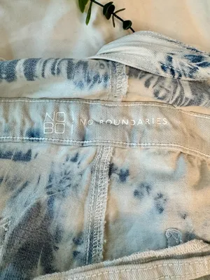 No Boundaries Tie Dye Denim Overalls Shorts XL 15-17 Raw Hem thumbnail 7