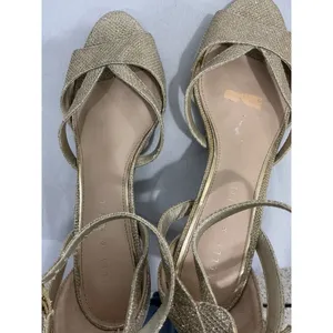 Womans Kelly & Katie Valdena 8.5 Gold Sparkly Open Toe Ankle Buckle Heel Sandal thumbnail 6