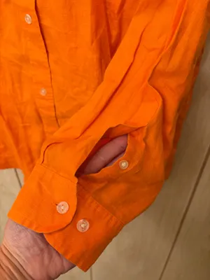 bright orange Lauren Ralph Lauren linen button-down shirt thumbnail 4