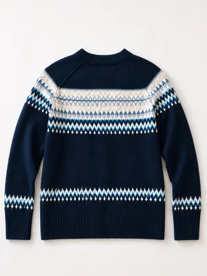 Aerie Fair Isle Nordic Knit Sweater Navy Blue Crewneck Pullover Size S/P thumbnail 4
