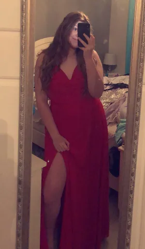 Macy's Red Cowl Neck Prom Dress thumbnail 1