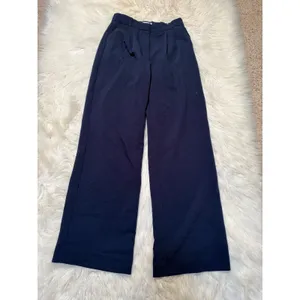 Abercrombie & Fitch Womens Sz 27/4 High Rise Pleated Wide Leg Trousers Navy Blue thumbnail 2