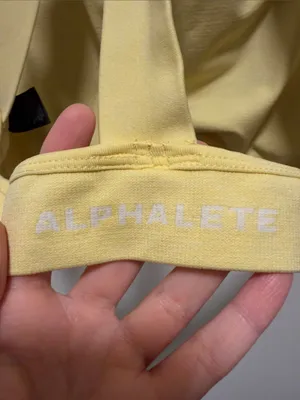 Alphalete Yellow Strappy Cutout Sports Bra thumbnail 3