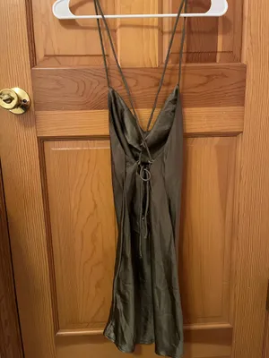 White Fox Cowl Neck Strappy Back Boutique Women’s Satin Mini Dress thumbnail 4