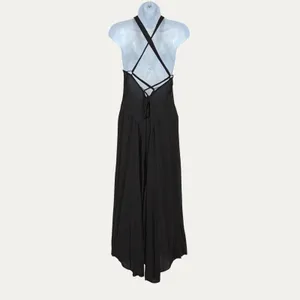 Ecote Urban Outfitters UO Black Strappy Open‎ Back Maxi Dress S High Low Whimsigoth thumbnail 2