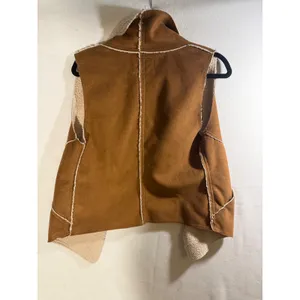 Sanctuary Clothing Faux Suede Shearling Vest Brown Open Front Waterfall Small thumbnail 6
