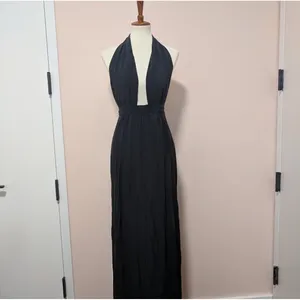 Reformation Large Black Maxi Dress Halter Neck Sleeveless Formal‎ Party Cocktail thumbnail 2